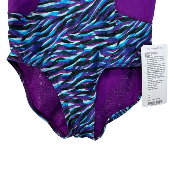 Nwt IVIVVA By Lululemon Artistic Acrobat Bodysuit Leotard Tiger Spry Blue KID 14 - Picture 2 of 12